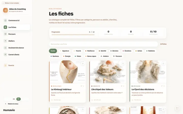 L'interface de l'Atlas du Coaching en action