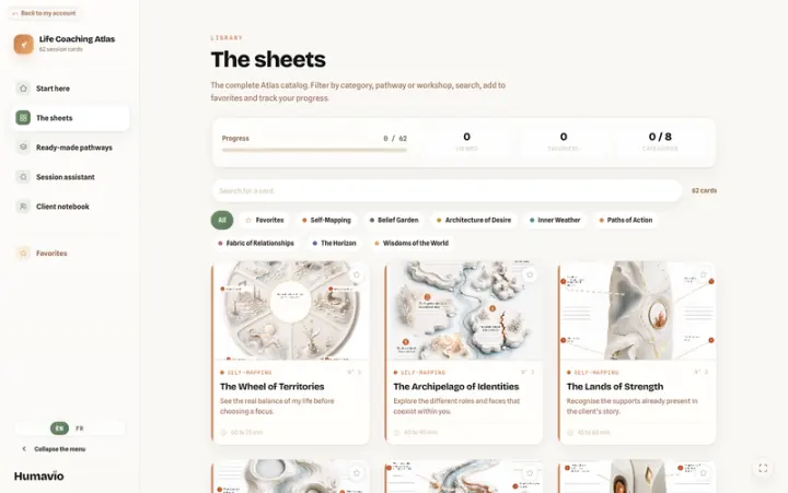 The Life Coaching Atlas interface in motion